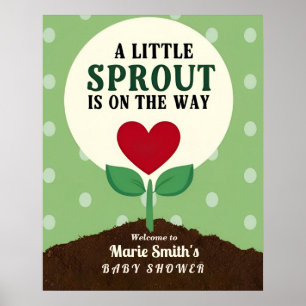Poster Little Sprout est sur le chemin de Baby shower Wel