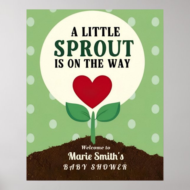 Poster Little Sprout est sur le chemin de Baby shower Wel (Devant)
