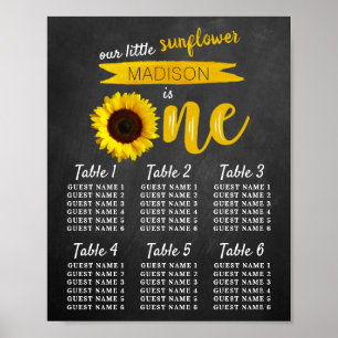 Poster Little Sunflower 1er Anniversaire Carte de siège