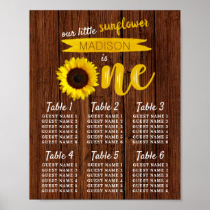 Poster Little Sunflower 1er Anniversaire Carte de siège