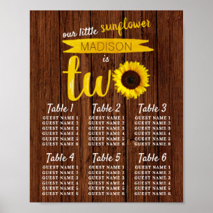Poster Little Sunflower 2e Anniversaire Carte de siège