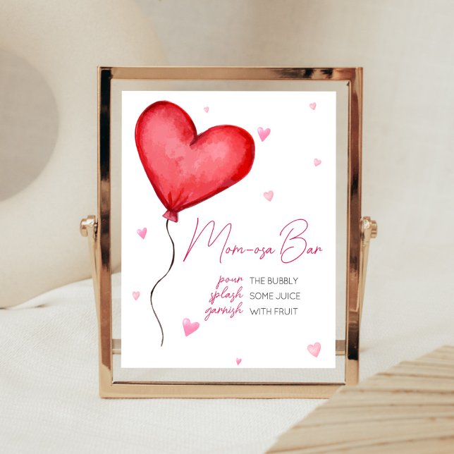 Poster Little Sweethee Rouge Valentine Maman Osa Bar (Minimalist Little Sweetheart Baby Shower Mom Osa Bar Sign)