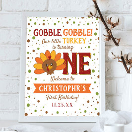 Poster Little Turkey Fall Thanksgiving 1er anniversaire
