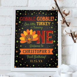 Poster Little Turkey Fall Thanksgiving 1er anniversaire