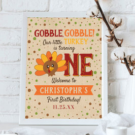 Poster Little Turkey Fall Thanksgiving 1er anniversaire