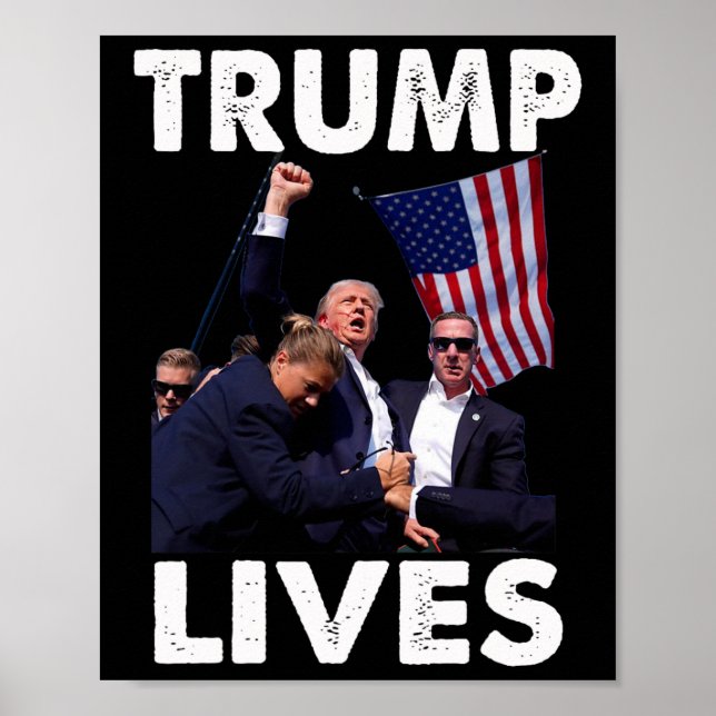 Poster Live Donald Trump Mug Shot - Ne jamais abandonner (Devant)