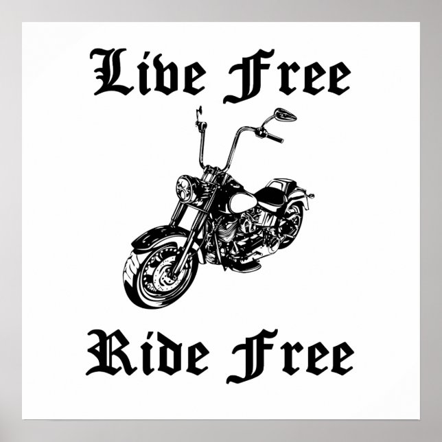 Poster Live Free Ride Free Moto (Devant)
