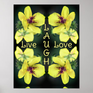 Poster Live Laugh Love Fleur sauvage Inspirational Abstra