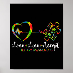 Poster Live Love Accepter Sensibilisation sur l'autisme H