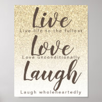 Live Love Laugh Girly Gold Parties scintillant Typ
