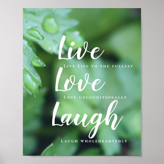Poster Live Love Laugh Motivational Typography Foliing (Devant)