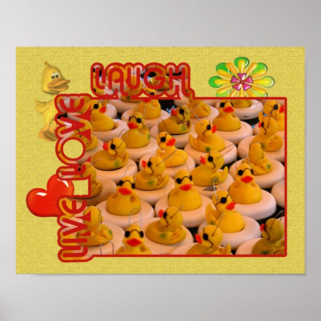 Poster Live Love Laugh Rubber Ducks Inspiration (Devant)