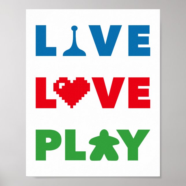 Poster Live, Love, Play Colorful Print (Devant)