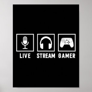 Poster Live Stream Gamer Jeu vidéo Jeu en ligne Live Stre