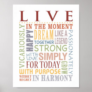 Poster LIVE Typographic Print, Live, Laugh, Love Series
