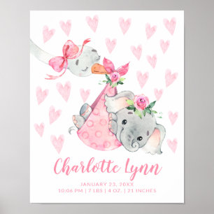 Poster Livraison spéciale Stork Elephant Baby Stats de na