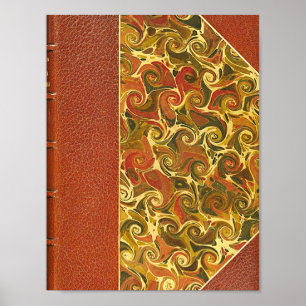 Poster Livre Antique Élégant, Motif de Vrille Orné