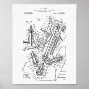 Poster Livre blanc d'art de brevet de la valve 1916 de