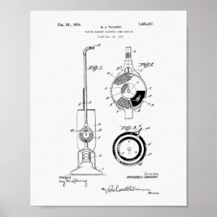 Poster Livre blanc d'art de brevet de l'aspirateur 1924