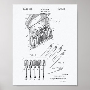 Poster Livre blanc d'art de brevet du kit 1955 de vernis