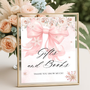 Poster Livre cadeau Baby shower d'hiver Pink Bow