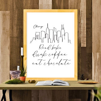 Poster livre café chocolat amant chicago plan design