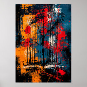 Poster Livre d'amour d'art de forêt néo-expressionniste