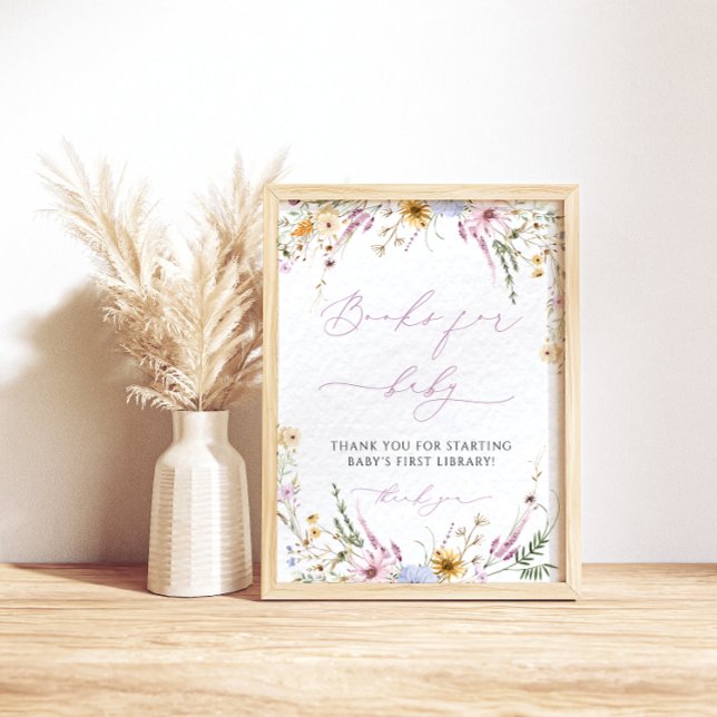 Poster Livre de baby shower pour Fleurs sauvages élégants (Créateur téléchargé)