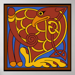 Poster Livre De Kells Celtic Knot Oiseau Médiéval