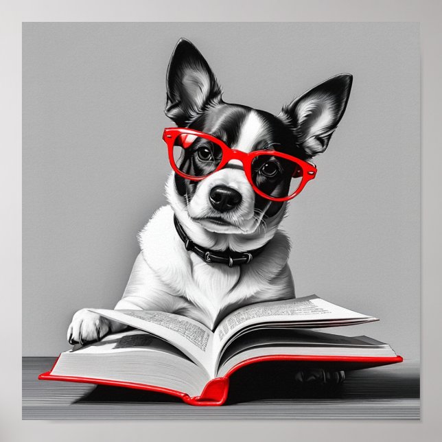 Poster Livre de lecture de chien (Devant)