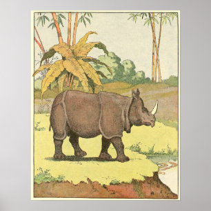 Poster Livre d'histoire de Rhinoceros illustré