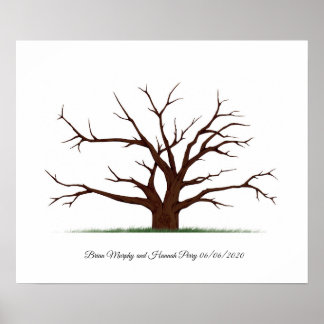 Poster Livre d'hôtes mariage Arbre d'empreintes digitales