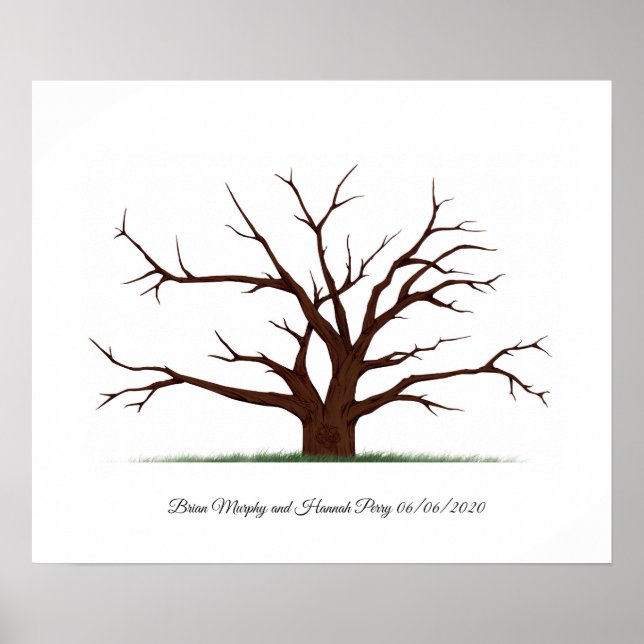 Poster Livre d'hôtes mariage Arbre d'empreintes digitales (Devant)