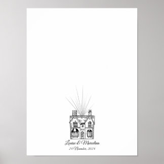 Poster Livre d'hôtes Mariage d'empreintes digitales de la