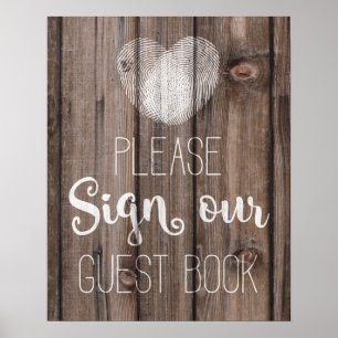 Poster Livre d'hôtes mariage fleuri rustique bois mariage