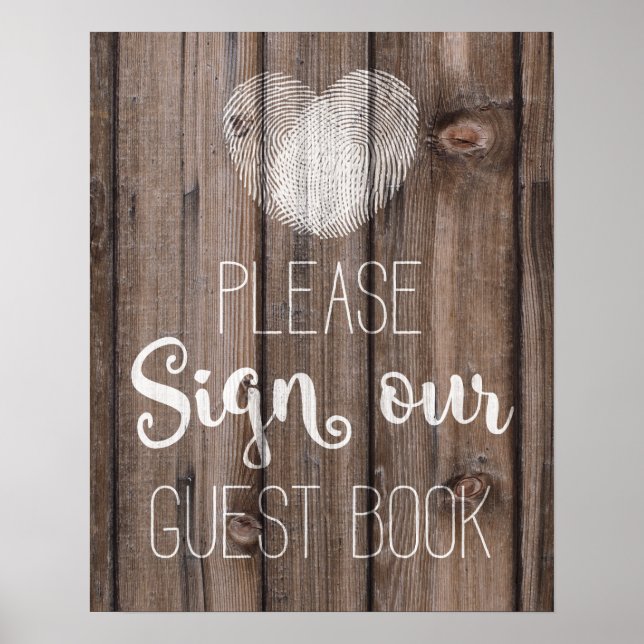 Poster Livre d'hôtes mariage fleuri rustique bois mariage (Devant)