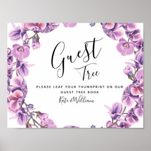 Poster livre d'hôtes mariage violet ressort SIGNE d'arbre