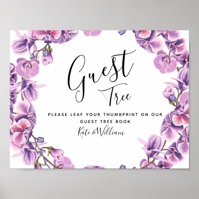 Poster livre d'hôtes mariage violet ressort SIGNE d'arbre (Devant)