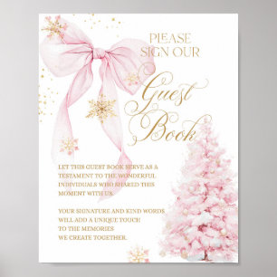 Poster Livre d'hôtes Pink Bow Cold OutBaby shower