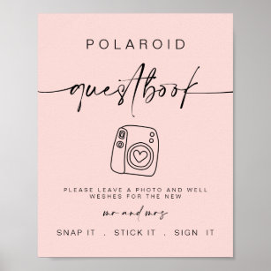 Poster Livre d'hôtes Polaroid   Panneau Mariage minimal