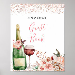 Poster Livre d'invité pour la Fête des mariées rose pâle