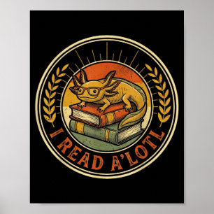Poster Livre drôle d'axolotl amateur de bibliothécaire en