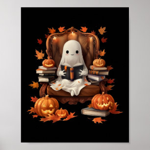 Poster Livre fantôme Lecture Citrouille Gothique Hallowee