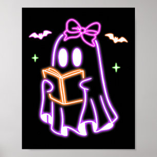 Poster Livre fantôme Lecture Halloween Cute Livre fantôme
