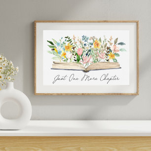Poster Livre ouvert à l'aquarelle avec fleurs esthétique 