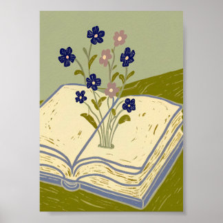Poster Livre Ouvert Fantaisiste avec Illustration de Fleu