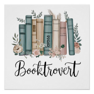 Poster Livre personnalisé aquarelle pour bibliophile timi