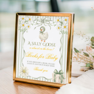 Poster Livre Vert Silly Goose Neutre Pour Baby Shower