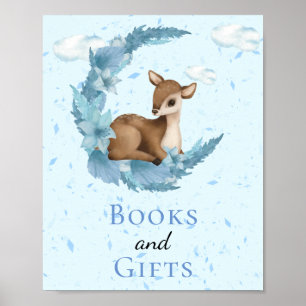 Poster Livres & Cadeaux Lune Petit Bambi Bleu Nuages Pous