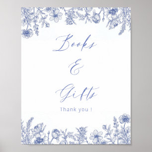 Poster Livres & Cadeaux Toile Blanc Et Bleu